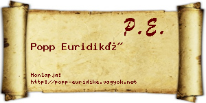 Popp Euridiké névjegykártya